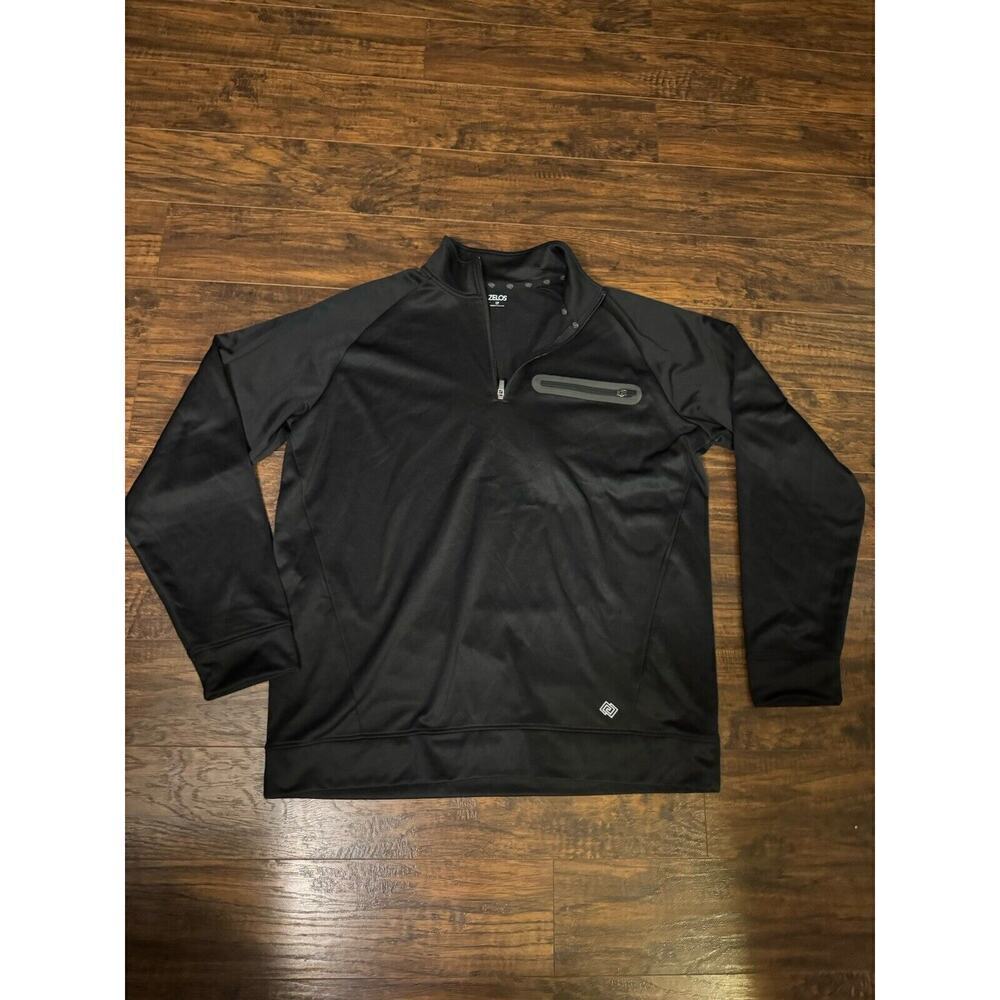 Zelos Mens Activewear Sweatshirt 1/4 Zip Long Sleeve Poly Zipper Pocket Sz:LT
